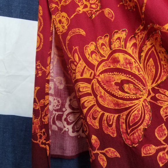 R&K ORIGINALS PETITE ORANGE BRICK MAXI SLEEVELESS SUNDRESS - Picture 8 of 11